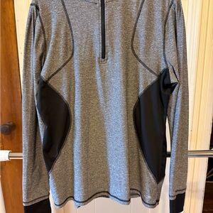 Champion Gray and Black Mesh 1/4 Zip Fitted Pullover